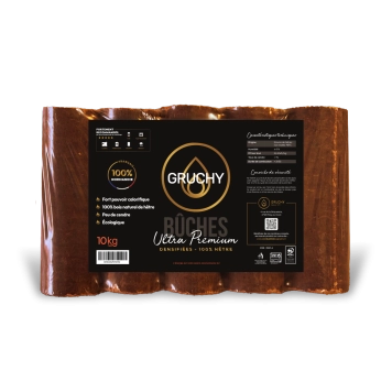 Bûches densifiées  ULTRA PREMIUM Gruchy- 100% HÊTRE - Gruchy -l Pack de 5 Bûches