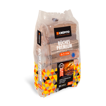 Sac Bûches Premium Crépito 30 cm  -  spéciales cuisson feu de bois