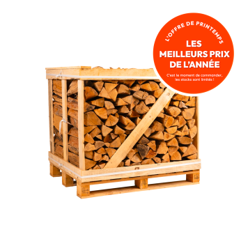 Palette de bûches 50 cm Premium - 1,3 stères rangés sec étuvé