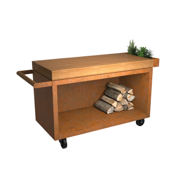 Mise en Place Table Corten 135 PRO Bois de Teck