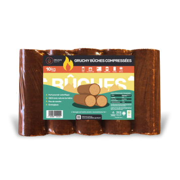 Bûches densifiées - 100% HÊTRE - Gruchy - Pack de 5 Bûches