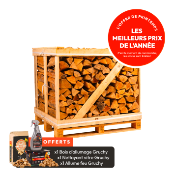 Palette de bûches 50 cm Premium - 1,3 stères rangés sec étuvé