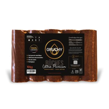 Bûches densifiées  ULTRA PREMIUM Gruchy- 100% HÊTRE - Gruchy -l Pack de 5 Bûches