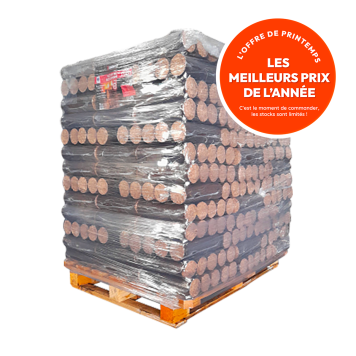 Paquets de 5 bûches densifiées rondes en palette - Crépito