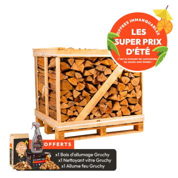 Palette de bûches 50 cm Premium - 1,3 stères rangés sec étuvé
