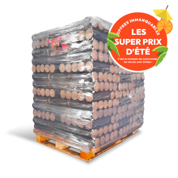 Paquets de 5 bûches densifiées rondes en palette - Crépito