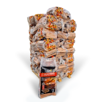 Sacs de Bûches Premium Crépito sur palette -  spéciales cuisson feu de bois