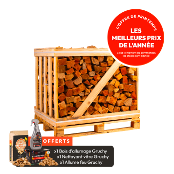 Palette de bûches 30 cm  Premium - 1,5stères rangés sec étuvé
