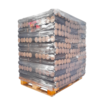 Packets de 5 bûches densifiées rondes en palette - Crépito