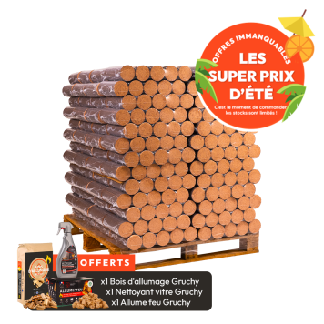 Palette de bûches densifiées ULTRA PREMIUM GRUCHY - 100% HÊTRE -