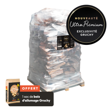 Bois de chauffage ULTRA PREMIUM- Gruchy (Taille au choix) + 1 sac de bois d'allumage 40 litres - Gruchy OFFERT