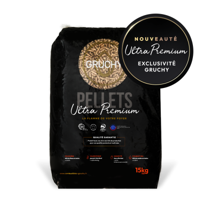 Granulés de bois sacs de 15kg ultra premium Gruchy